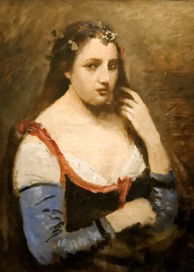 Woman with Daisies by Jean Baptiste Camille Corot